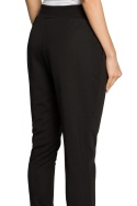 Spodnie damskie rurki zwężane nogawki wiązane w pasie czarne me256