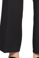 Spodnie damskie z szerokimi nogawkami i wysokim stanem czarne S034