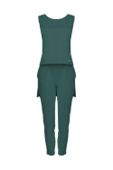 Komplet damski klasyczne spodnie i bluzka bez rękawów zielony K484
