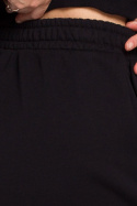 Spodenki damskie szorty dresowe bawełniane z haftem czarne B186