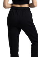 Spodnie damskie dresowe joggery z gumką i kieszeniami czarne LA053