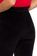 Eleganckie spodnie damskie welurowe proste nogawki czarne me644