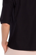 Koszula damska klasyczna z kołnierzem taliowana rękaw 3/4 czarna K125