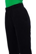 Spodnie damskie dresowe joggery z przeszyciami kieszenie czarne me760