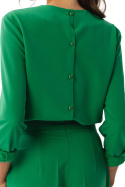 Kombinezon elegancki nogawki na kant długi rękaw kieszenie zielony S355