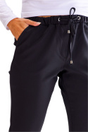 Spodnie damskie dopasowane regulowane gumą i sznurkiem czarne A600