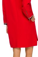Prosta sukienka mini luźna z długim rękawem z zamkiem czerwona me402