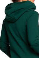 Bluza damska dresowa rozpinana z kapturem dzianinowa ciemno zielona B237